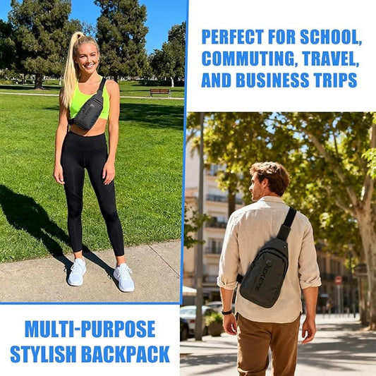 Sylphide Crossbody Sling Bag for Men Women, Casual Shoulder Backpack, Chest Daypack Satchel for Hiking Travel Running (Small, Black)