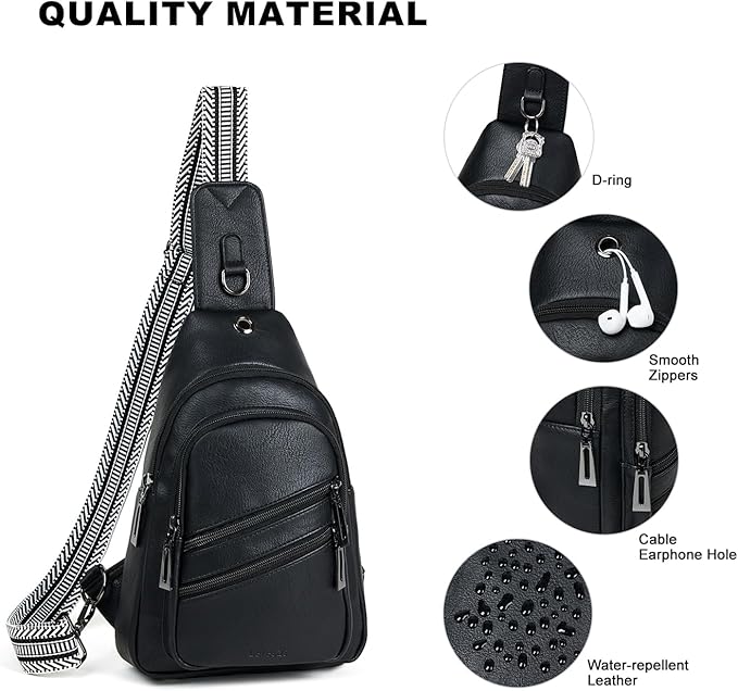 Sling Bag for Women Crossbody Purse Leather Crossbody Bag Fanny Pack Chest Pack for Travel Everyday Vacation