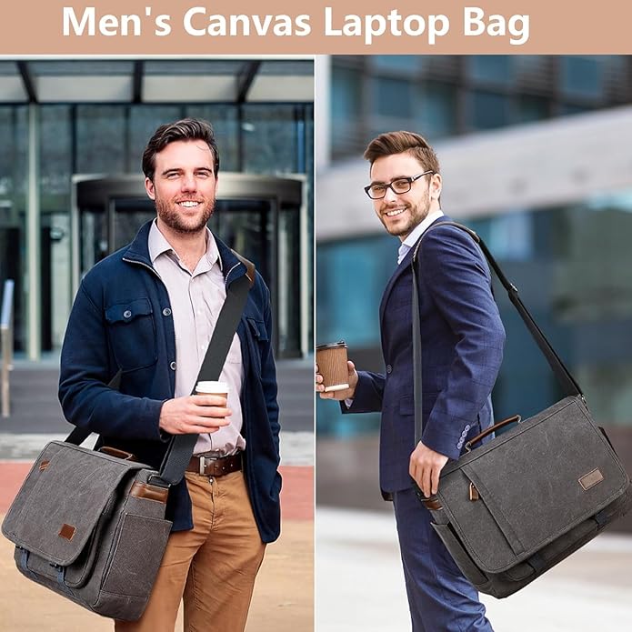 Canvas Messenger Bag for Men Waterproof Business Bags for Men Vintage Canvas Laptop Bag