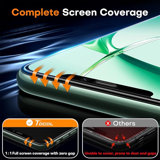 TOCOL for iPhone 11 Pro Max Screen Protector 9H Hardness Military Grade Shatterproof HD Tempered Glass Full Coverage Easy Installation Case Friendly 2 Pack