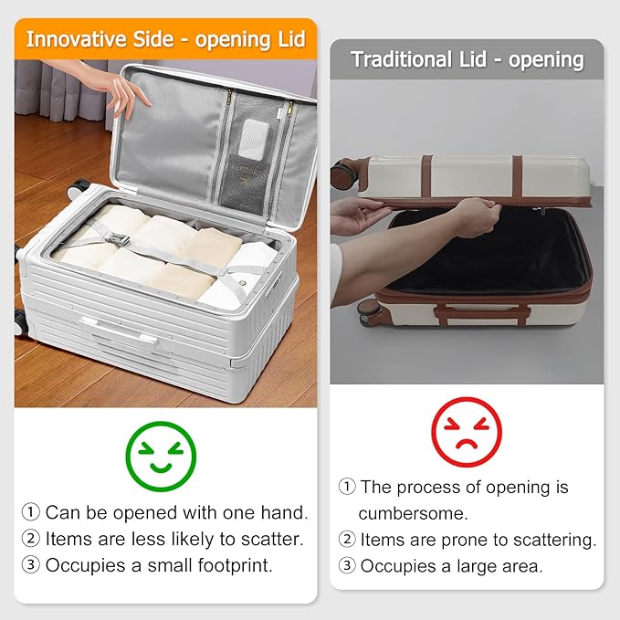 Joyway Hardshell 24 inch luggage with spinner wheels, Lightweight Hardside large checked withTSA Lock (White, Checked Luggage-24 Inch)