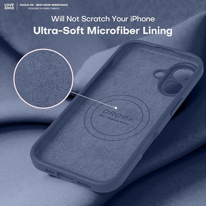 LOVE 3000 Designed for iPhone 17 Case, Premium Silicone [Compatible with Magsafe][Soft Anti-Scratch Microfiber Lining] Shockproof Protective Phone Case for Men Women 6.3", Navy Blue