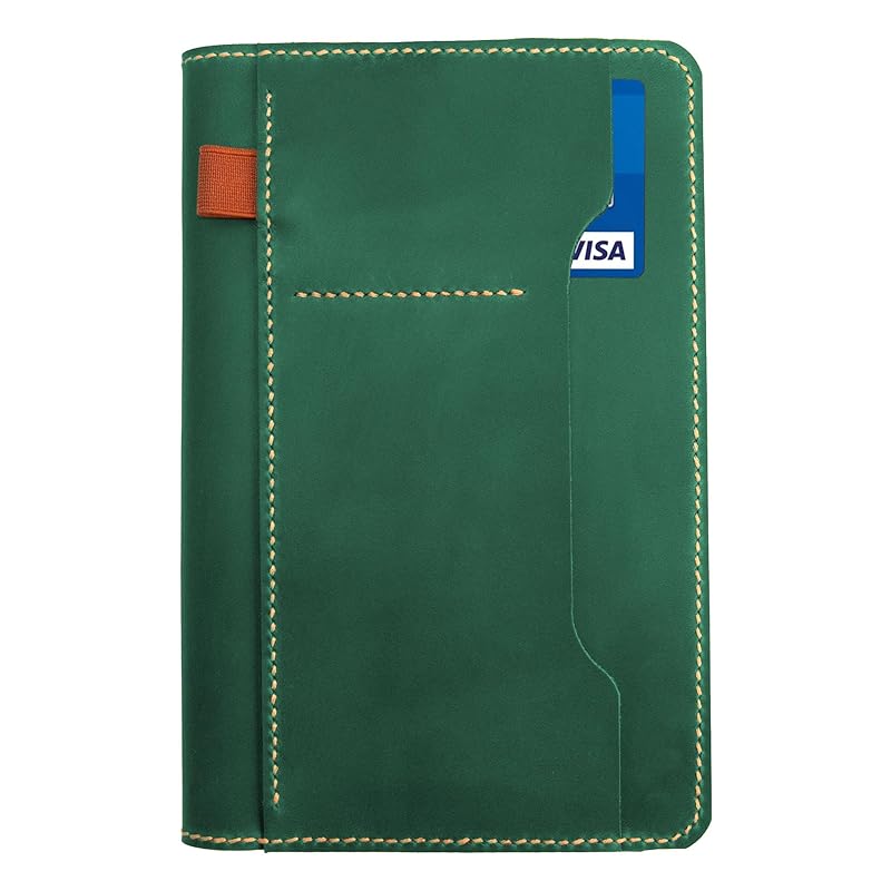 Genuine Leather Notebook Notepad Cover for TOPS The Legal Pad Writing Pads Docket 5" x 8" Cover, retro real leather portfolio folder cover organizer (Dark Green)