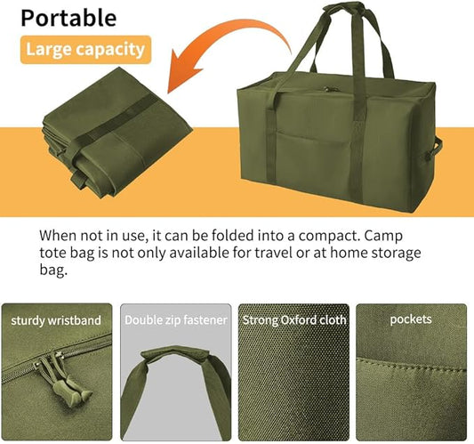 Large Military Duffle Bag Tactical Gear Load Out Bag Camping Storage Utility Tote Deployment Cargo Bag Travel Sports Equipment Duffel Luggage Bag with (Army Green, Medium 25.59"x11.81"x13.78")