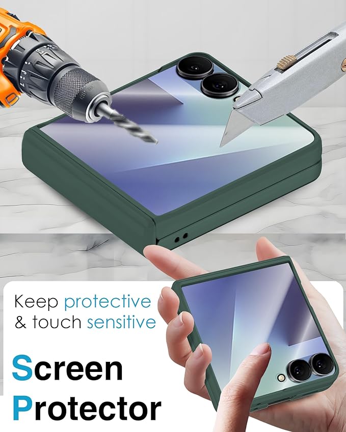 STORMTAL for Samsung Galaxy Z Flip 7 Case, Hinge Protection, Built-in Screen Protector, Wireless Charging, Shockproof, Slim Rugged Phone Protective Case for Galaxy Z Flip 7 Green