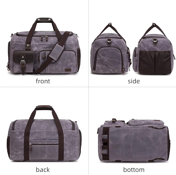 Travel Duffle Bag Weekender Bag with Shoe Compartment Overnight Bag for Men Travel Bag Carry On Lugguage Gray