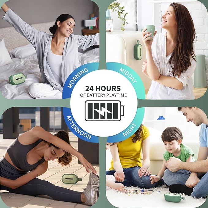 SOWO Wireless Portable Small Speaker, Ultra Magnetic Bluetooth Speaker for Golf Cart, Coverless IP67 Waterproof, 24 H Playtime, Pro Sound, Clip Hanging Design for Outdoor, Indoor - Green