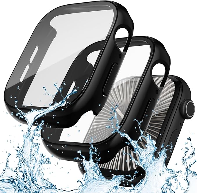 2 Pack Waterproof Case for Apple Watch Screen Protector Series 10 Series 11(2025) 42mm Built-in Tempered Glass [Overal Protective] 2 in 1 Ultra-Thin PC Bumper Cover Compatible iWatch