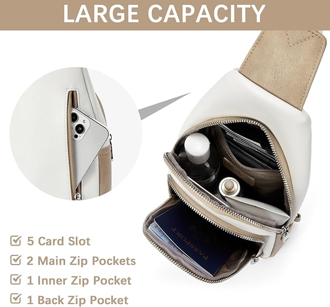 BOSTANTEN Sling Bag for Women Leather Crossbody Bag Vintage Cross Body Purse for Travel with Guitar Strap, Bohemian Style