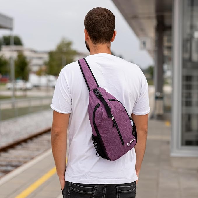 |Not Made In China| Crossbody Sling Backpack, Sling Bag For Travel and Hiking, Anti-Theft Chest Bag