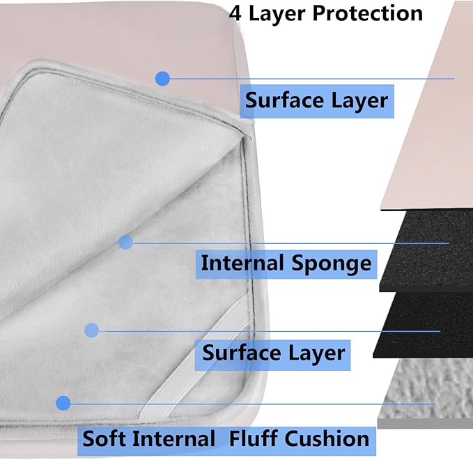 Laptop Sleeve Case 15.6 Inch, Durable Shockproof Protective Cover Flip Case Briefcase Carrying Bag Compatible with 15.6" HP, ASUS, Lenovo, Acer, Notebook, Computer, Ultrabook, Chromebook, Pink