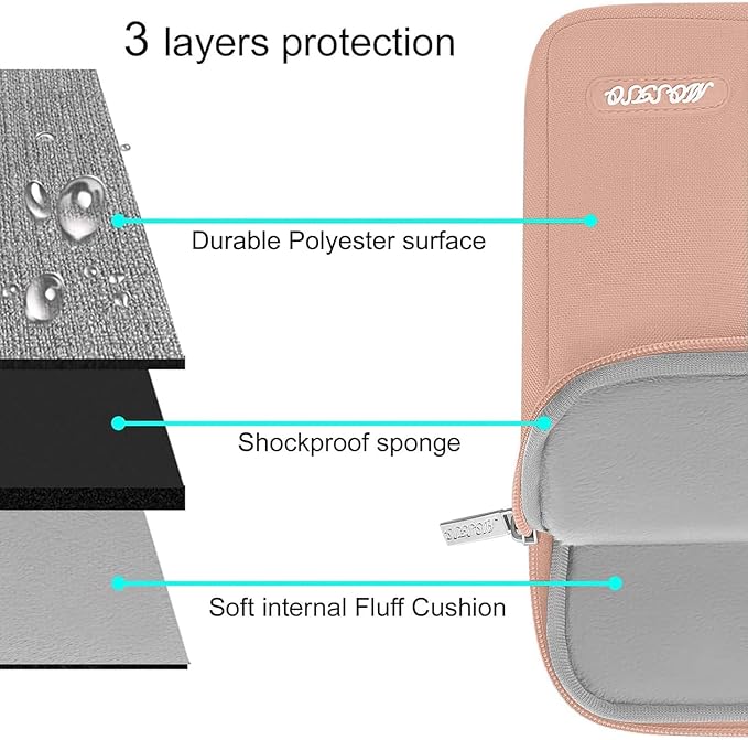 MOSISO Laptop Case 13.3 inch, 13-13.3 inch Laptop Sleeve Compatible with MacBook Air/Pro 13 / Pro 14, HP Dell ASUS Lenovo Notebook, Polyester Vertical Computer Sleeve Bag with Pocket, Salmon Pink