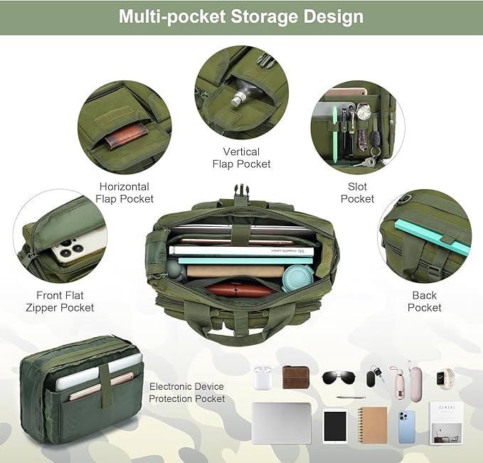 Stypos Tactical Laptop Bag for Men,14inch/15.6inch/17.3inch Messenger Bag Military Shoulder Bag,Flight Work Bags for Pilots