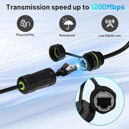 Waterproof Ethernet Adapter for Starlink Gen 3 and Starlink Mini, Starlink Gen 3 Cable Extension Adapter, Starlink Standard to RJ45 Coupler for Starlink V3/ Mini Dish and Router (5 PCS