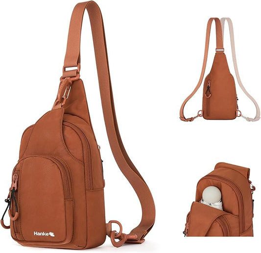 Hanke Crossbody Sling Bag for Women Men, Casual Cross Body Sling Bags, Lightweight Chest Bag for Outdoor Hiking Travel