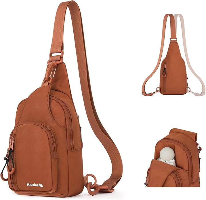 Hanke Crossbody Sling Bag for Women Men, Casual Cross Body Sling Bags, Lightweight Chest Bag for Outdoor Hiking Travel