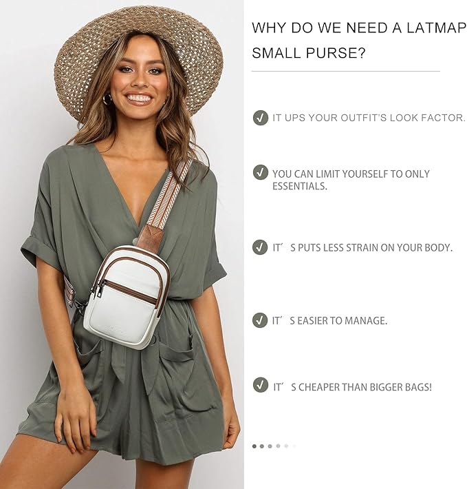 3L SMALL Sling Bag Fanny Packs For Women Men Mini Crossbody Chest Belt Travel Bag Purse Handbag Faux Leather Fashion Cute Beige