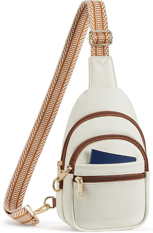 CHOLISS Anti Theft Small Sling Bag for Women and Men RFID Leather Crossbody Bags Fanny Pack Chest Bag Travel Purse Daypacks