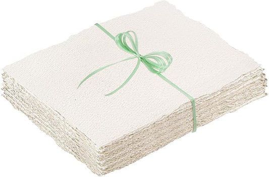 50 Sheets Deckled Edge Paper 2 x 3.5 inch, 160 GSM Handmade Paper Rough/Textured Watercolor Paper for Wedding Invitations, Cards, Crafts