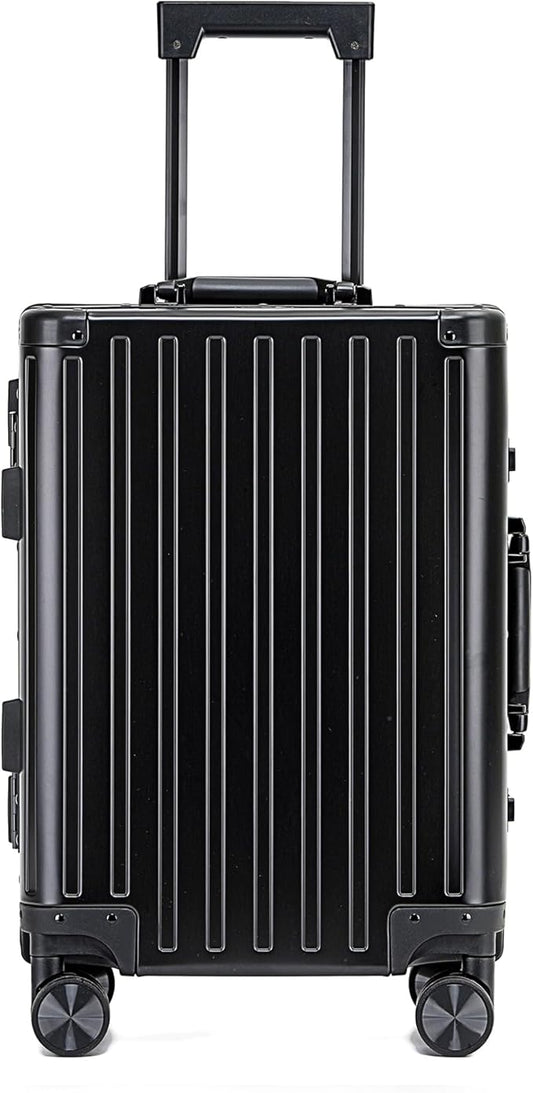 YYW All aluminum-magnesium Carry-On Luggage 24 Inch,Airline Approved Lightweight Suitcase with TSA Lock and Silent Wheels,Suitable for business travel(Black, 24in)