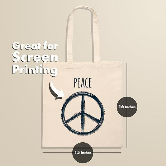 Carrywell |Not Made In China| 192 Pack Cotton Tote Bags, Lightweight Reusable Grocery Shopping Bag, Blank Bulk Cloth Totes with Handles, Great For Custom Screen Print and Gifts (15"x16")