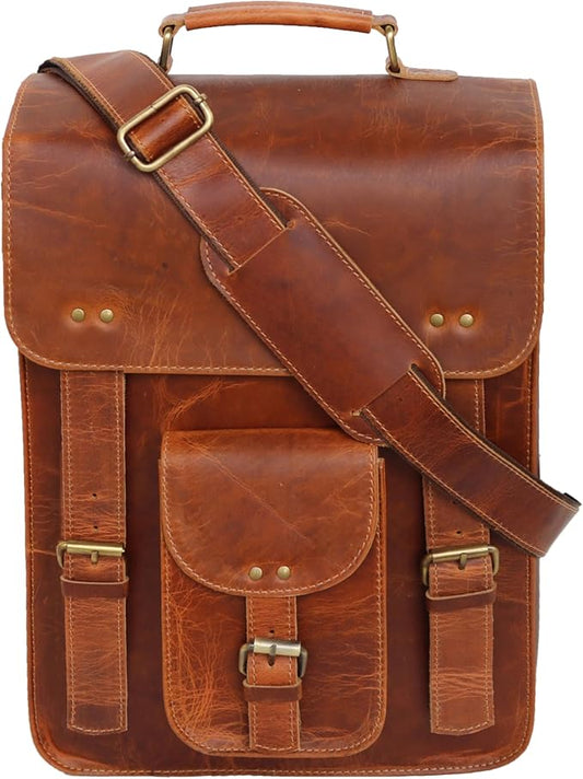 jaald Genuine Leather Messenger Bag Vintage Laptop Crossbody Bag Satchel Man Purse Shoulder Bag for man woman office bag