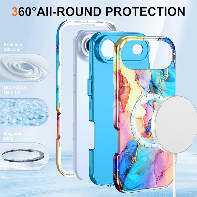 Btscase for iPhone Air Case [Compatible with Magsafe] [Military-Grade Drop Protection] Slim Anti-Scratch Smooth Touch TPU Bumper Shockproof Magnetic Phone Case for Women Girls Men, Colorful