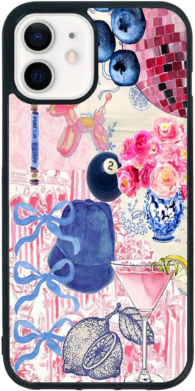 Aesthetic Collage Shockproof Protective Trendy Preppy Phone Case for iPhone 11 Cute Flower Bow Cover