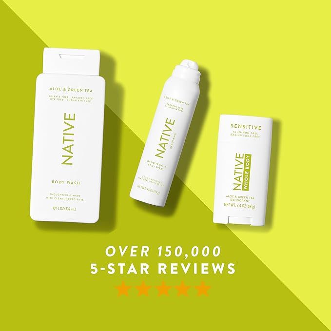 Native Deodorant & Body Spray Contains Naturally Derived Ingredients | Deodorant for Women and Men, All Day Odor Protection, Aluminum and Hydrocarbon Propellant Free | Aloe & Green Tea