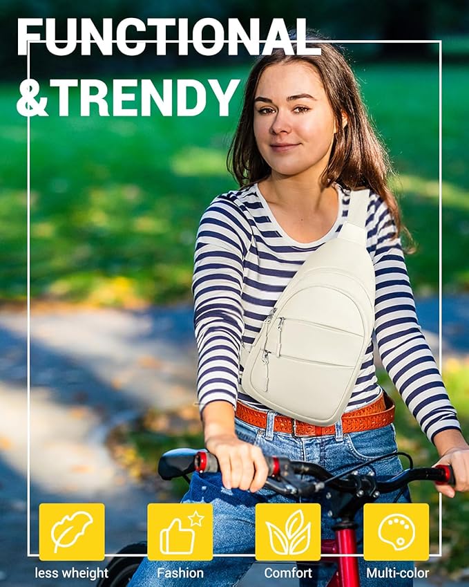 Crossbody Bags for Women, Sling Bag for Men, Small Hiking Backpack Anti Theft Lightweight for Outdoors Travel (M, Beige)