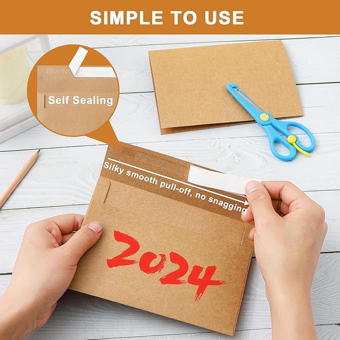 Brown Blank Cards and Envelopes 4 x 6 Heavyweight Folded Cardstock and A4 Envelopes Printable Self Seal 20 Packs for DIY Wedding Invitations, Party, Thank You Cards, Greeting Cards