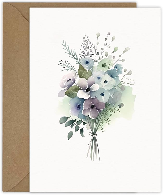 5 Watercolor Flowers Greeting Cards All Occasion Blank Note Cards with Envelopes