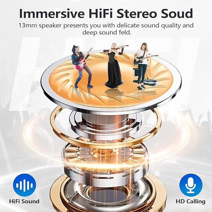 MOZOTER S8 Mini Wireless Earbuds Bluetooth 5.3 in Ear Light-Weight Headphones,60Hrs Playtime Ear Buds with Charging Case,Smart Ring,Fitness Tracker Premium Sound with Deep Bass for Sport-Black