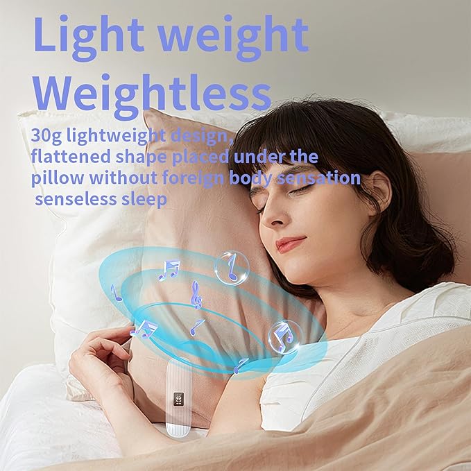 ByteWave Bone Conduction Pillow Speaker, Bluetooth 5.3 Under Pillow Speaker for Sleeping with LED Display, TF Card & Auto-Off, Ultra-Thin Wireless Bed Sound Pad Headphones for Side Sleepers