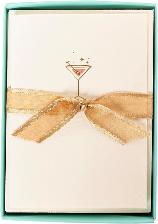 Graphique Pink Martini Cards, Pack of 10 Cards with Envelopes, All Occasion Greetings, Blank Inside, Gold Foil Embossing, La Petite Press Collection Boxed Set, 3.25" x 4.75"