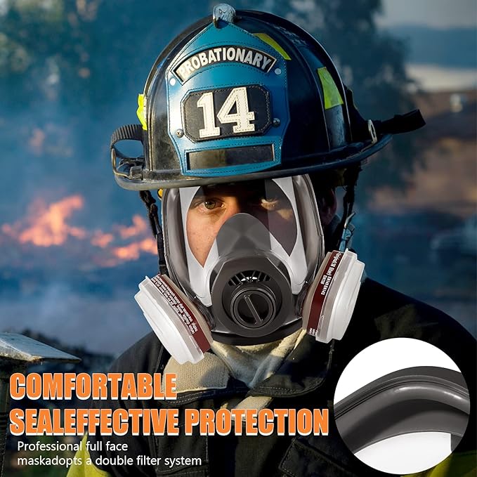 Full face Respirator Mask - Gas Masks Survival Nuclear and Chemical with Activated Carbon Filter for Chemical Dust