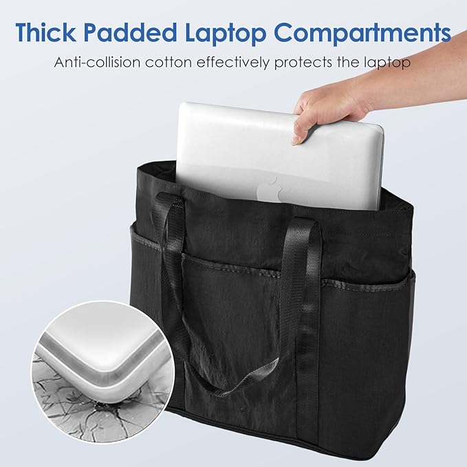 Tote Bag for Women with Zipper, Convertible Travel and Work Shoulder Bag, Large Teacher Tote Bag with Luggage Strap