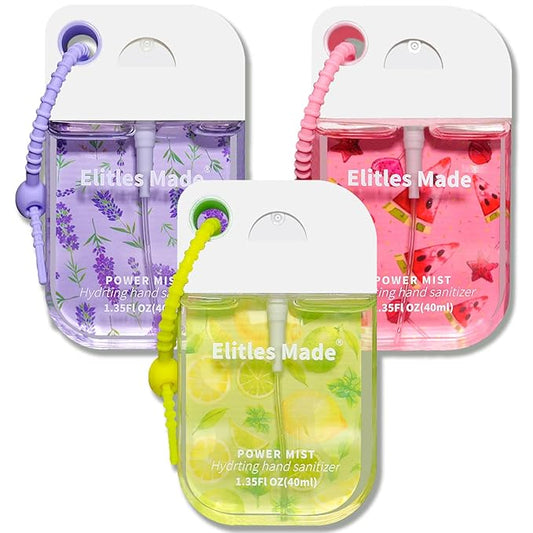 Hand Sanitizer Spray, 3Pack Spray Hand Sanitizer Travel Size With Cute Keychain, Scented Pocket Power Mist Hydrating Women Teen Girl Gifts, 1.35FL.OZ (Watermelon,Lemon,Lavender