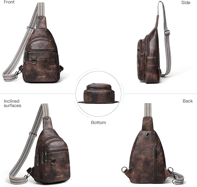 7L Sling Bag for Women Men Vegan Leather Crossbody Bags Fanny Pack Purse Backpack Over Shoulder Bag Travel Anti Theft