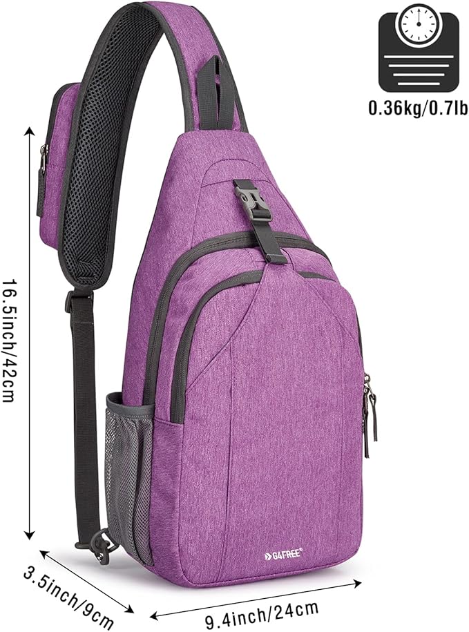G4Free Sling Bag RFID Blocking Sling Backpack Crossbody Chest Bag Daypack for Hiking Travel(Light Purple)