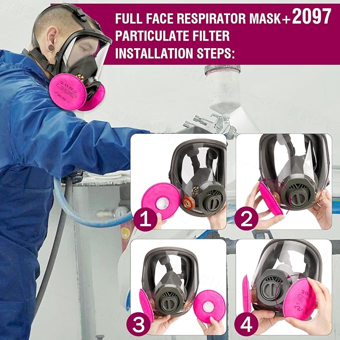Respirator Mask, Reusable Face Respirators with Filters, Gas Masks Against Chemicals/Organic Vapor/Formaldehyde