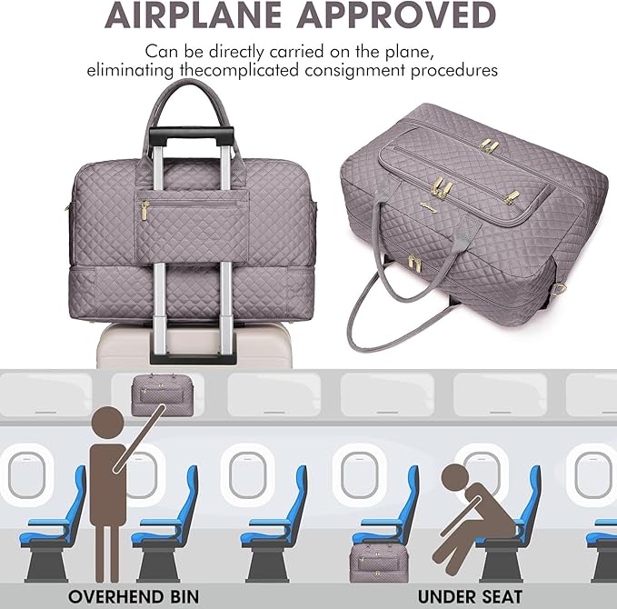 Travel Duffle Bag Weekender for Women - Carry-On Overnight Bag Personal Item Bag with Shoe Compartment & Wet Pocket Large Weekend Tote Bags with Toiletry Bag Hospital Bags for Labor and Delivery