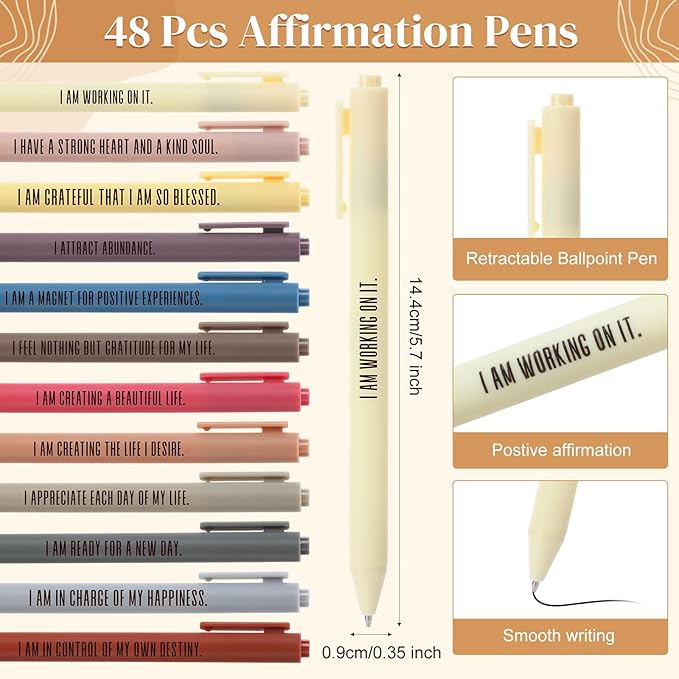 Kosiz 96 Pcs/48 Set Positive Affirmation Gifts Gratitude Spiral Notebooks with Pens Motivational Encouragement Notepads Daily Affirmations Journal for Women (Rainbow)