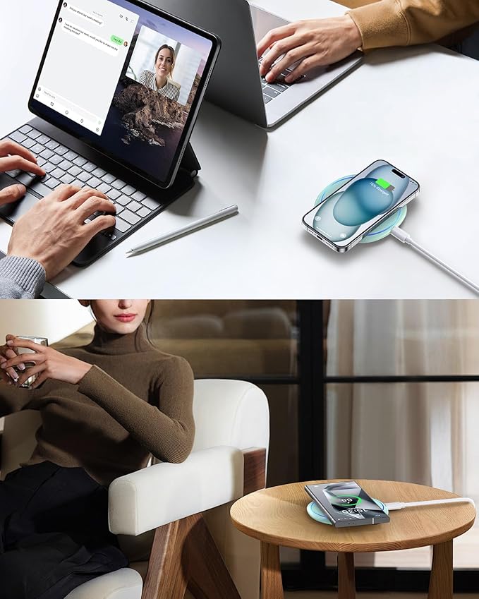 Wireless Charger Pad - NANAMI Wireless Charging Pad Compatible with iPhone 17/16/15/14/13/12 Pro/12 Plus, Qi Charging Dock for Samsung Galaxy S25/S24/S23/S22/S21/S20, Phone Charger for Airpods 3/2/Pro