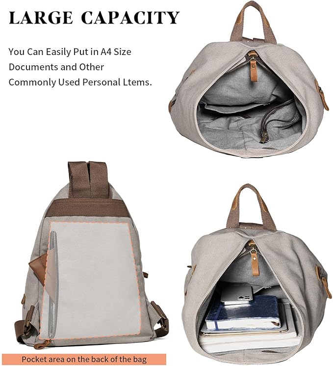 KL928 Canvas Vintage Backpack – Large Casual Daypack Outdoor Travel Rucksack Hiking Backpacks for Men Women