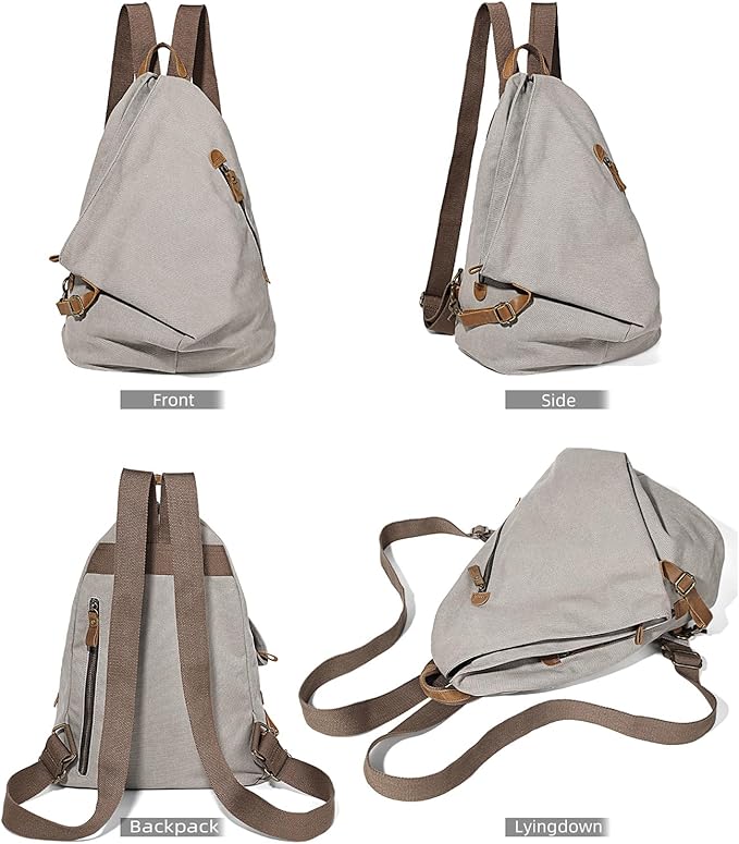 KL928 Canvas Vintage Backpack – Large Casual Daypack Outdoor Travel Rucksack Hiking Backpacks for Men Women