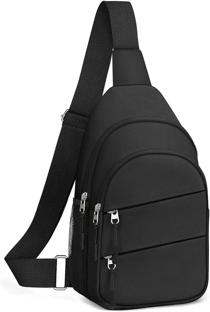 Crossbody Bags for Women, Sling Bag for Men, Small Hiking Backpack Anti Theft Lightweight for Outdoors Travel (L, Black)