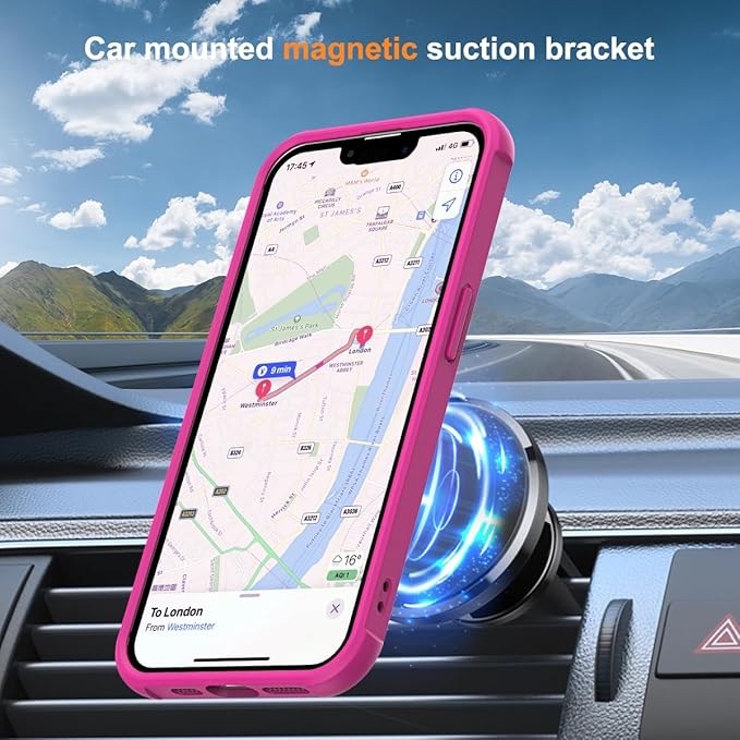 Compatible with iPhone 16E Case with Invisible Magnetic O-Ring Stand Military-Grade Translucent Case for iPhone 16E 6.1" 2025 [Compatible with Mag-Safe][Great Grip Feeling], Rose