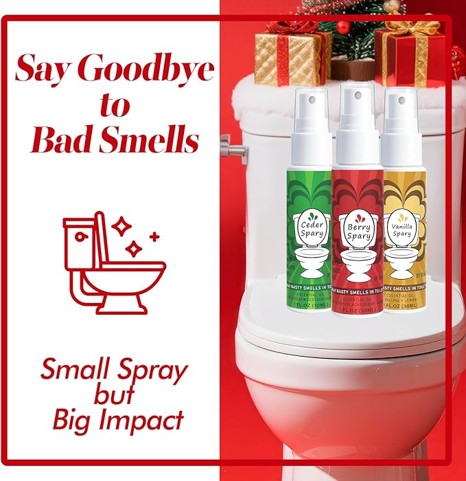 Toilet Spray for Poop 3 Pack, Travel Size Variety, Bathroom Odor Eliminator - Cedar Berry Vanilla