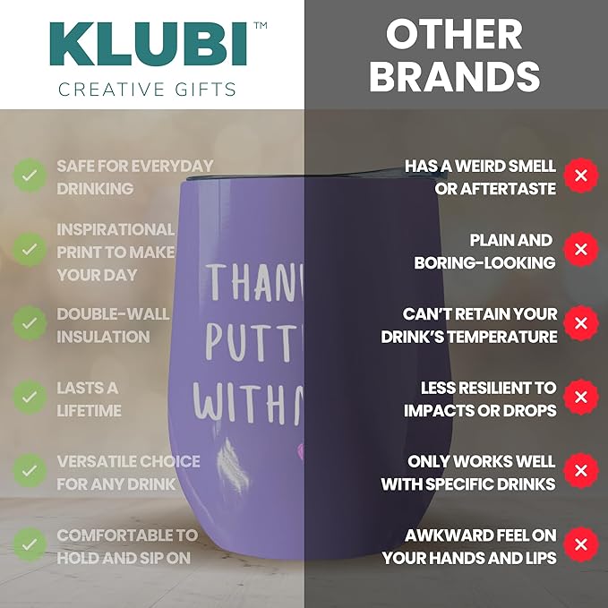 KLUBI Daycare Provider Gifts - Thanks For Putting Up With My Kid Tumbler 12oz Purple Coffee Mug Daycare Teacher Gifts for Teacher Appreciation for Women - Happy Teachers Week Gift for Her